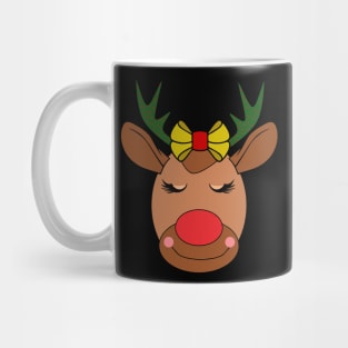 Cute Reindeer Girl Eye Lashes Sleigh Christmas Costume Gift Mug